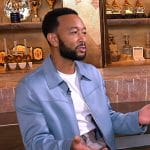 John Legend’s blue zip front jacket on Access Hollywood