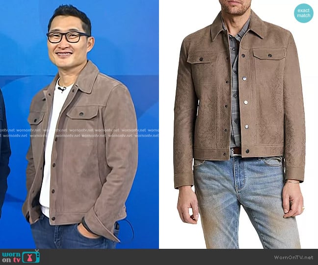 John Varvatos Dyker Leather Jacket in Pavement worn by Daniel Dae Kim on Today