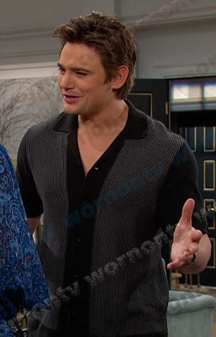 Johnny's black colorblock knit shirt on Days of our Lives