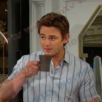 Johnny’s blue striped short sleeve shirt on Days of our Lives