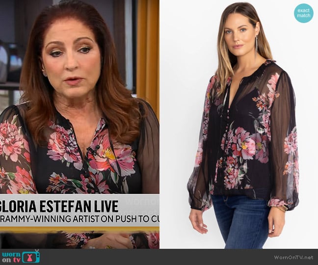 Johnny Was Jaycee Blouse in Juliette worn by Gloria Estefan on CBS Mornings