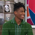 Jon Batiste’s green knit cardigan on CBS Mornings