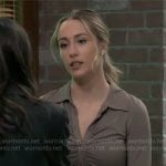 Josslyn’s taupe ruched top on General Hospital