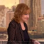 Joy’s geometric knit blazer and pants on The View