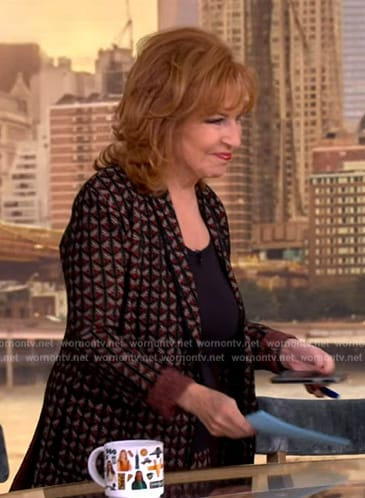 Joy’s geometric knit blazer and pants on The View