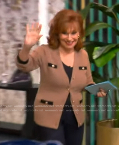 Joy’s beige contrast cardigan on The View