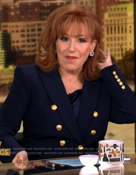 Joy's navy double breasted blazer on The View