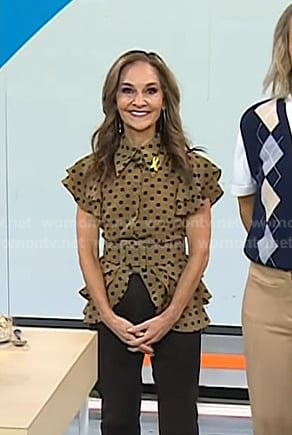 Joy's brown polka dot belted top on Today