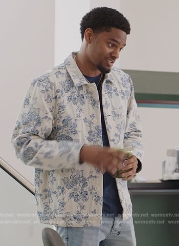 JR's white floral print denim jacket on All American Homecoming