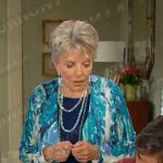 Julie’s blue floral cardigan on Days of our Lives