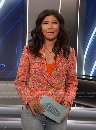 Julie's pink floral cropped blazer on Big Brother