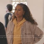 Keisha’s beige gauze bomber jacket on All American Homecoming