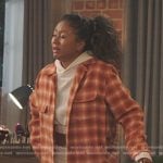 Keisha’s orange plaid shirt on All American Homecoming