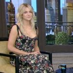 Kaitlin Olson’s black floral print top and skirt on Live with Kelly and Mark