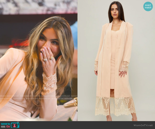 Kalayci London Lace $ Crepe Duster worn by Chrishell Stause on Selling Sunset