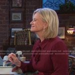 Kayla’s burgundy tie neck dress on Days of our Lives