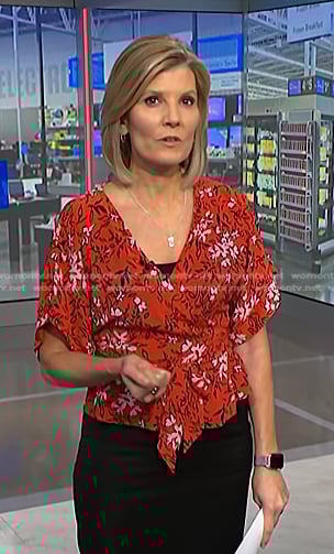 Kate's red floral wrap top on NBC News Daily