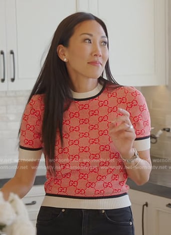 Katie's pink GG logo knit top on The Real Housewives of Orange County