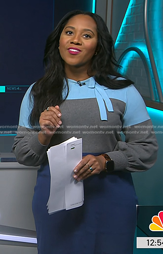 Kay Angrum’s colorblock tie neck dress on NBC News Daily