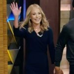 Kelly’s navy dress with lace panels on Live With Kelly