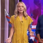 Kelly’s yellow polka dot dress on Live with Kelly and Ryan