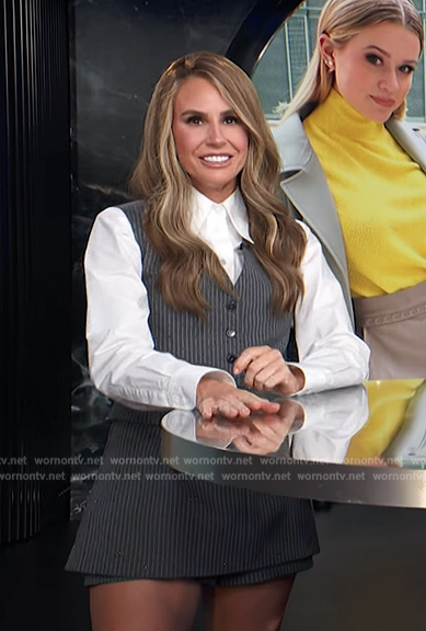 Keltie's gray pinstripe vest and shorts on E! News