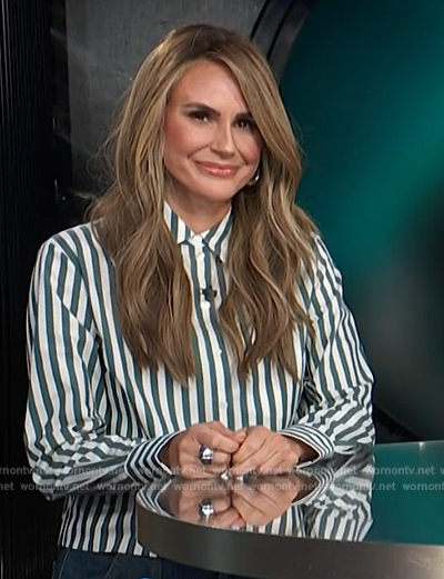 Keltie’s green stripe cropped shirt on E! News