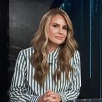 Keltie’s green stripe cropped shirt on E! News