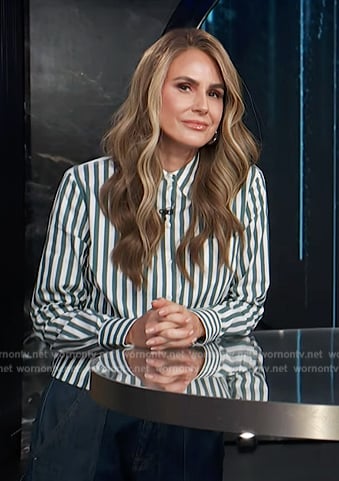 Keltie’s green stripe cropped shirt on E! News