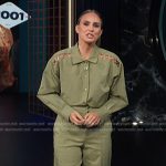 Keltie’s green chain detail shirt and studded pants on E! News