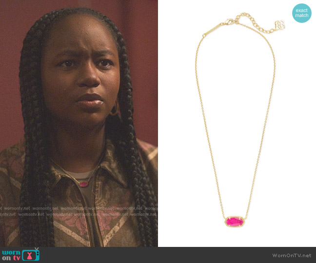 Kendra Scott Elisa Gold Pendant Necklace in Azalea Illusion worn by Naima Stewart (Aderinsola Olabode) on Reasonable Doubt