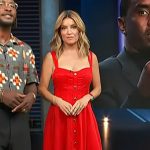 Kit’s red button front dress on Access Hollywood