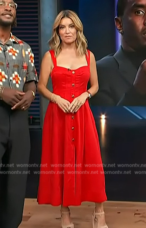 Kit's red button front dress on Access Hollywood