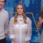 Kristen Bell’s white sheer shirt and skirt on Good Morning America