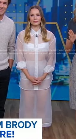 Kristen Bell's white sheer shirt and skirt on Good Morning America