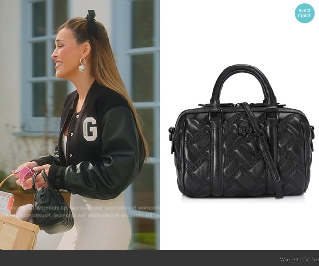 Kurt Geiger London Kensington Boston Drench Quilted Leather Crossbody Bag worn by Chrishell Stause on Selling Sunset