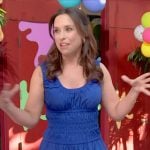 Lacey Chabert’s blue smocked cotton dress on Celebrations with Lacey Chabert