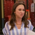 Lacey Chabert’s blue striped shirt on Celebrations with Lacey Chabert