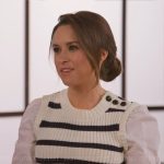 Lacey Chabert’s striped sweater vest on Celebrations with Lacey Chabert