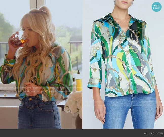 L'Agence Dani 3/4 Sleeve Blouse worn by Jennifer Pedranti on The Real Housewives of Orange County