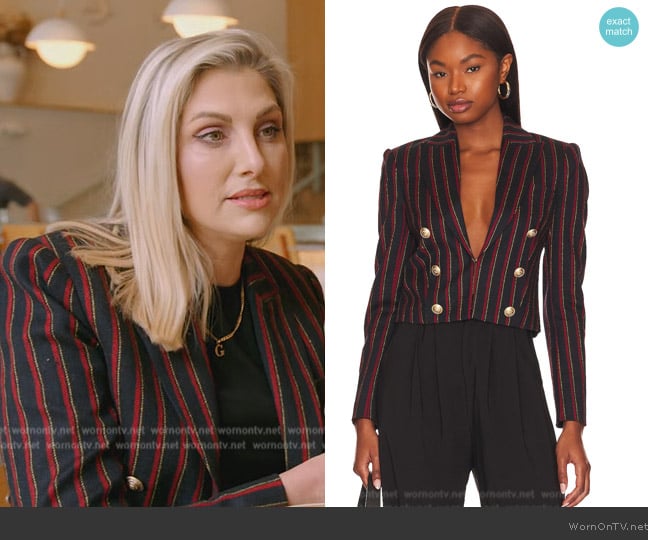 L'Agence Inez Cropped Blazer worn by Gina Kirschenheiter on The Real Housewives of Orange County