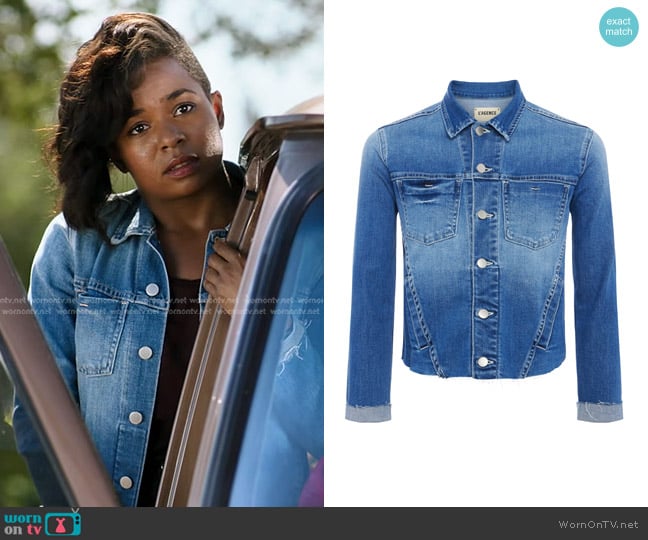 L'Agence Janelle Slim Raw-Edge Jacket in Gardena worn by Simone Griffith (Alexis Floyd) on Greys Anatomy