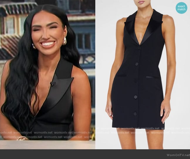 L'Agence Jazlynn Tuxedo Mini Dress worn by Bre Tiesi on Access Hollywood