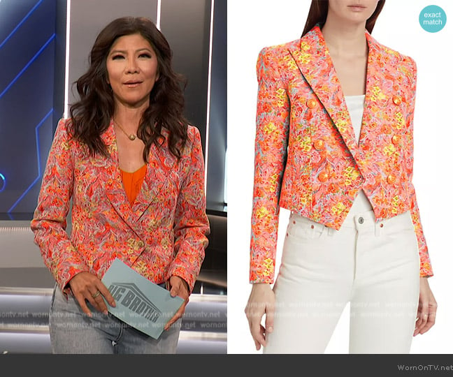 Julie’s pink floral cropped blazer on Big Brother