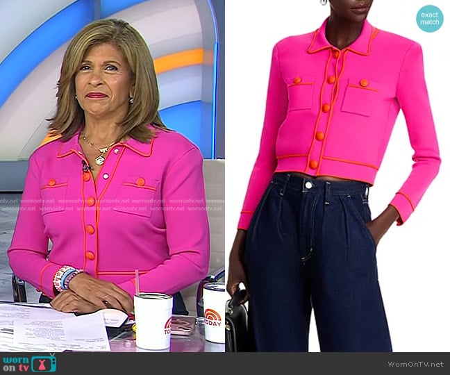 L'Agence Neo Cropped Cardigan in Pink/Orange worn by Hoda Kotb on Today