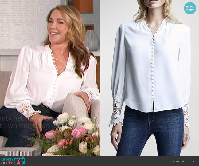 L'Agence Ava Lace Cuff Blouse worn by Peri Gilpin on The Talk