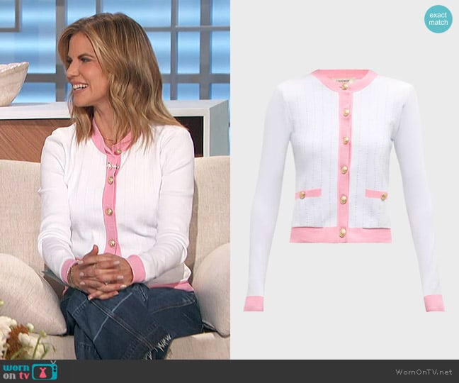 L'Agence Leon Cardiganin White / Cotton Candy worn by Natalie Morales on The Talk