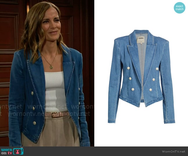 L'Agence Wayne Denim Blazer in Provo worn by Taylor Hayes (Rebecca Budig) on The Bold and the Beautiful