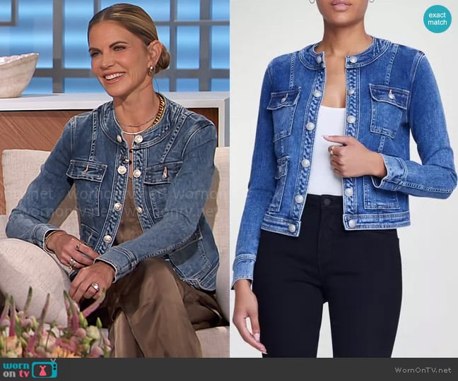 L'Agence Yari Denim Jacket in Rhodes worn by Natalie Morales on The Talk