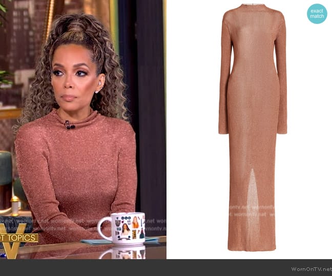 LaQuan Smith Ribbed-Knit Lurex Gown worn by Sunny Hostin on The View